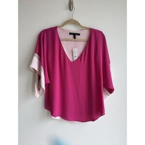 WHBM Pink V-Neck Blouse-NWT-Oversized-XS With PTP Of 20”